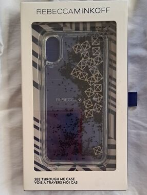 Rebecca Minkoff Clear Purple Glitter Floating Confetti iPhone Case I17